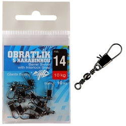 Giants fishing Obratlík s karabinkou Barrel Swivel with Interlock Snap no.10/14kg/10ks