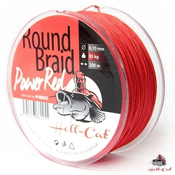 Hell-Cat Splétaná šňůra Round Braid Power Red 0,80mm, 100kg, 200m