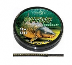 Katran Šňůra s olověným jádrem Lead core PITON camo green black 45lb 10m