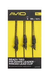 Avid Carp Hotová montáž Ready Tied Pin Down Leader - Ringed Lead Clip 3ks