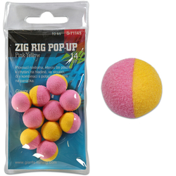 Giants fishing Pěnové plovoucí boilie Zig Rig Pop-Up pink-yellow 14mm,10ks