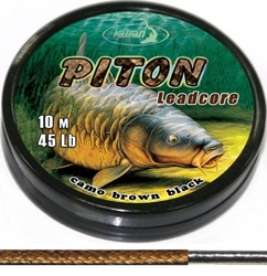 Katran Šňůra s olověným jádrem Lead core PITON camo brown black 45lb 10m