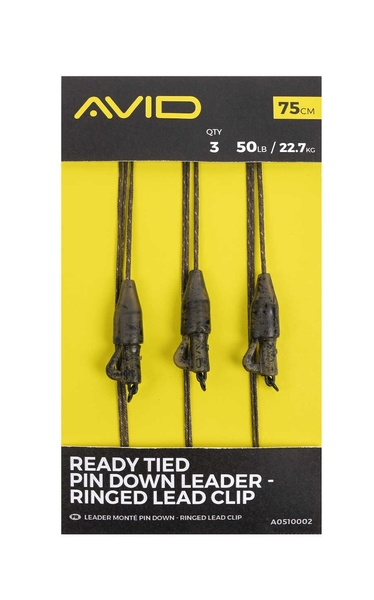 Avid Carp Hotová montáž Ready Tied Pin Down Leader - Ringed Lead Clip 3ks