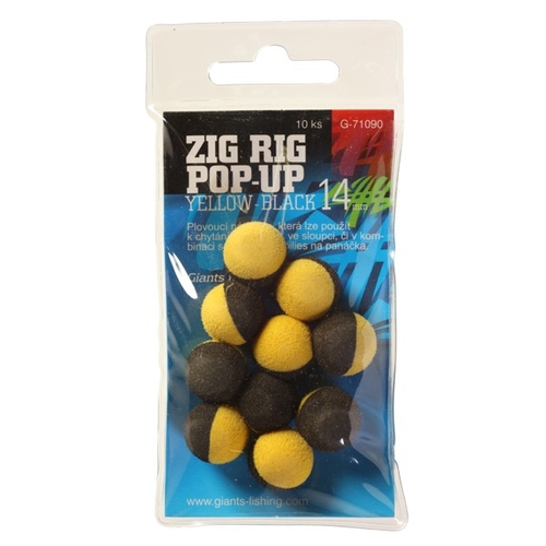 Giants fishing Pěnové plovoucí boilie Zig Rig Pop-Up yelow-black 10mm,10ks