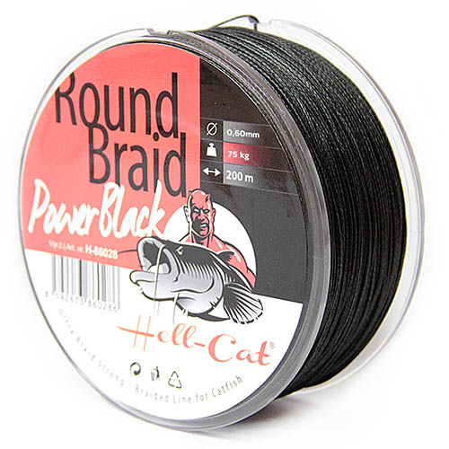 Hell-Cat Splétaná šňůra Round Braid Power Black 0,60mm, 75kg, 200m