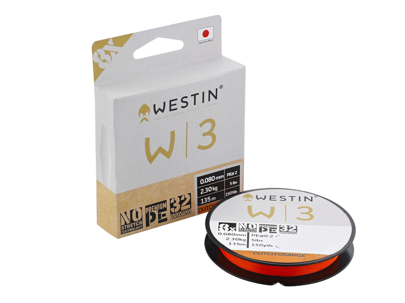 Westin Pletená šňůra W3 8-Baid Dutch Orange 300m